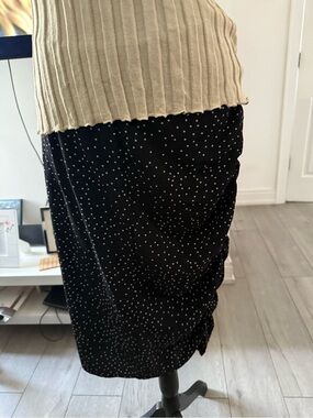 Zara Black Midi Skirt with White Polka Dots